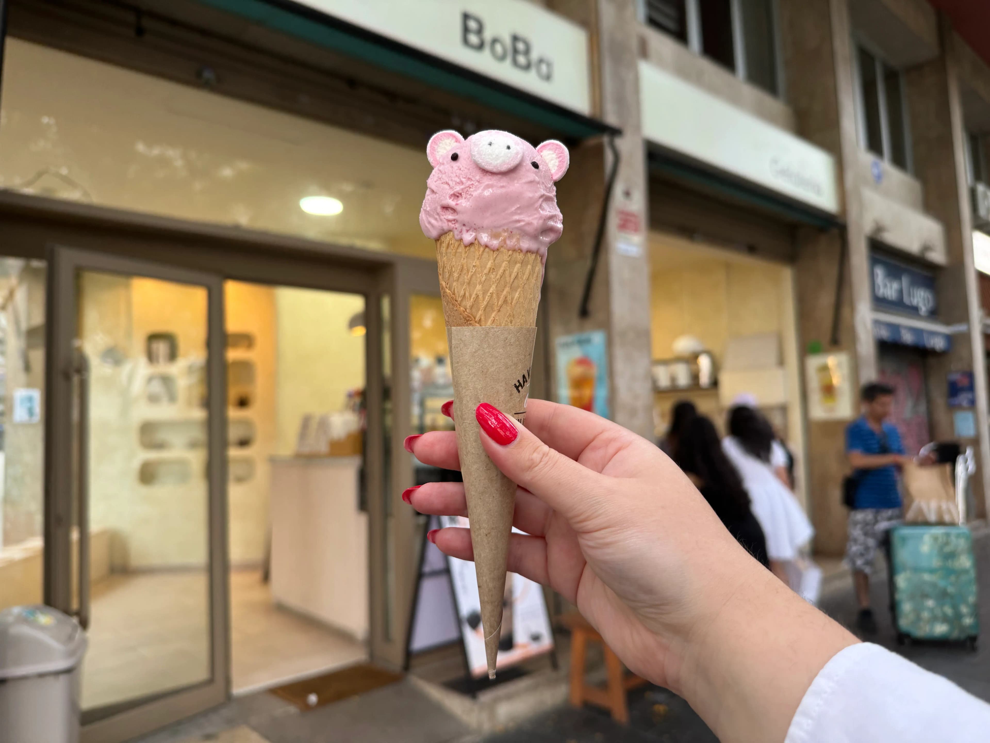 Cute pig face ice cream dessert